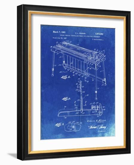 PP281-Faded Blueprint Fender Pedal Steel Guitar Patent Poster-Cole Borders-Framed Giclee Print