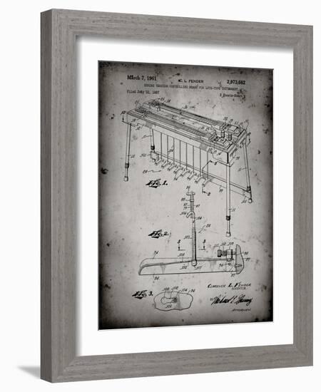 PP281-Faded Grey Fender Pedal Steel Guitar Patent Poster-Cole Borders-Framed Giclee Print