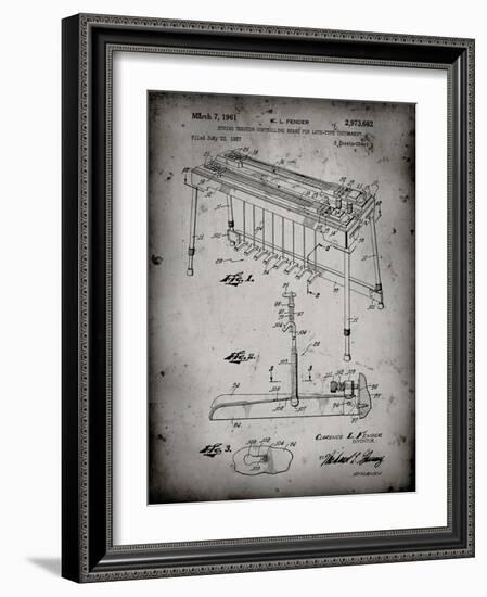 PP281-Faded Grey Fender Pedal Steel Guitar Patent Poster-Cole Borders-Framed Giclee Print
