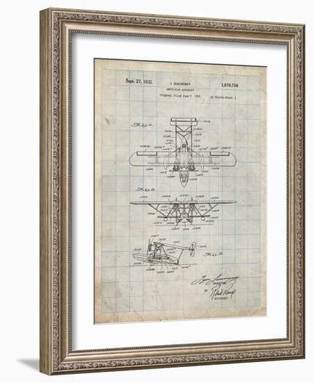 PP29 Antique Grid Parchment-Borders Cole-Framed Giclee Print