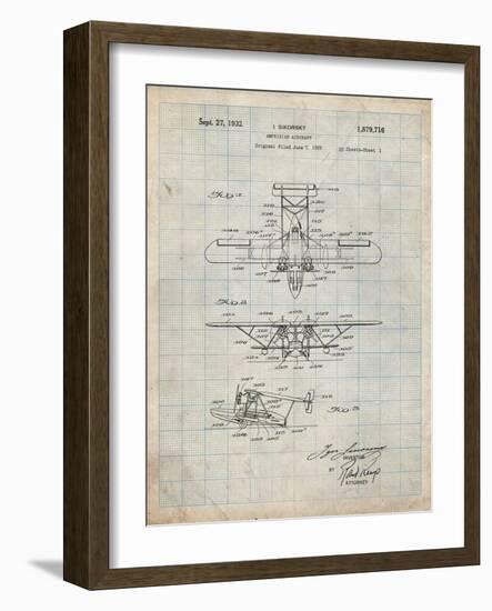 PP29 Antique Grid Parchment-Borders Cole-Framed Giclee Print