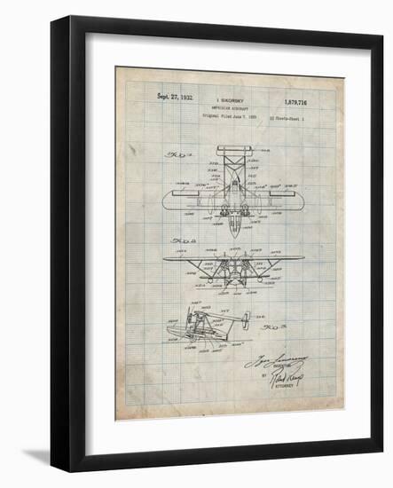 PP29 Antique Grid Parchment-Borders Cole-Framed Giclee Print