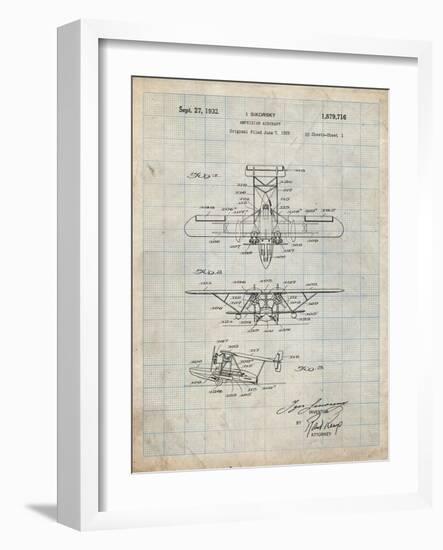 PP29 Antique Grid Parchment-Borders Cole-Framed Giclee Print