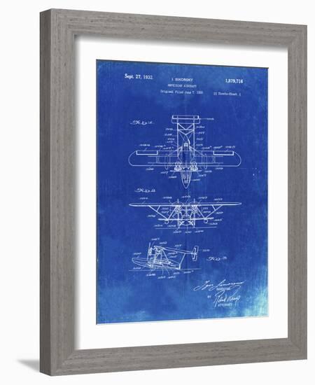 PP29 Faded Blueprint-Borders Cole-Framed Giclee Print