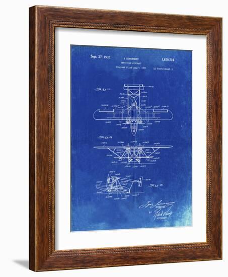 PP29 Faded Blueprint-Borders Cole-Framed Giclee Print