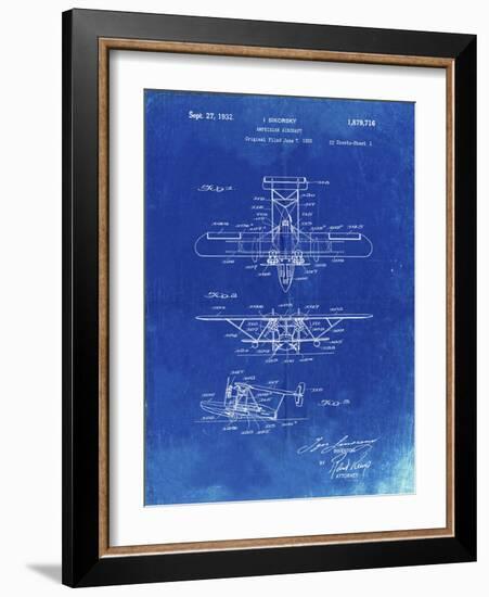 PP29 Faded Blueprint-Borders Cole-Framed Giclee Print