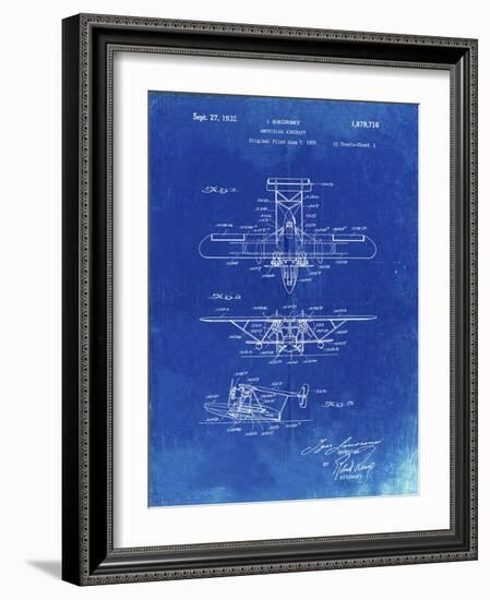 PP29 Faded Blueprint-Borders Cole-Framed Giclee Print