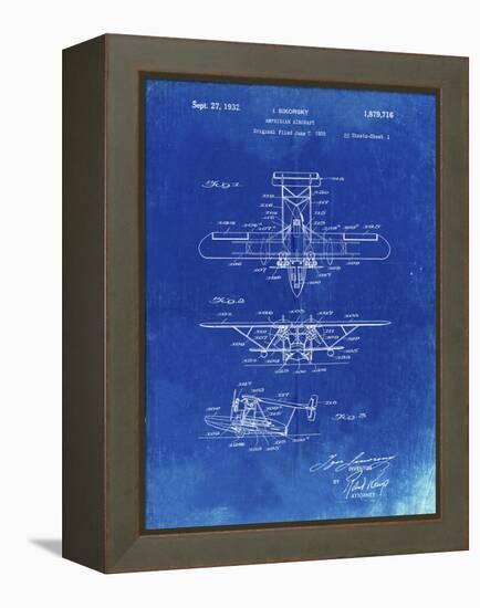 PP29 Faded Blueprint-Borders Cole-Framed Premier Image Canvas