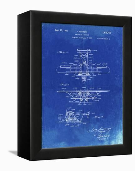 PP29 Faded Blueprint-Borders Cole-Framed Premier Image Canvas