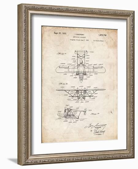 PP29 Vintage Parchment-Borders Cole-Framed Giclee Print