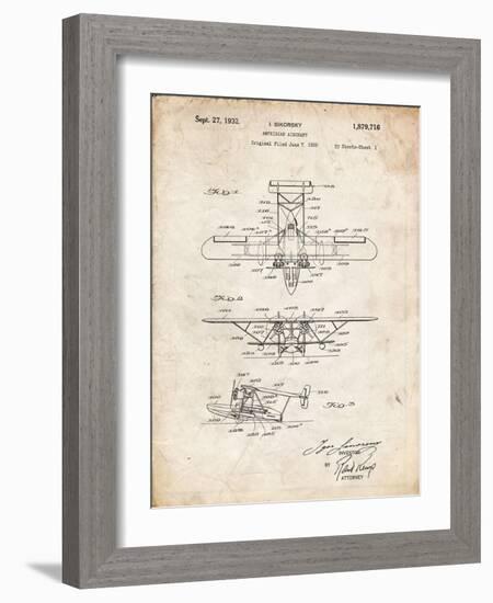 PP29 Vintage Parchment-Borders Cole-Framed Giclee Print