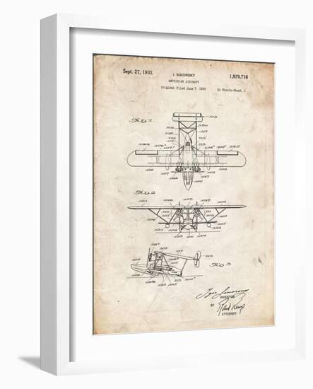 PP29 Vintage Parchment-Borders Cole-Framed Giclee Print