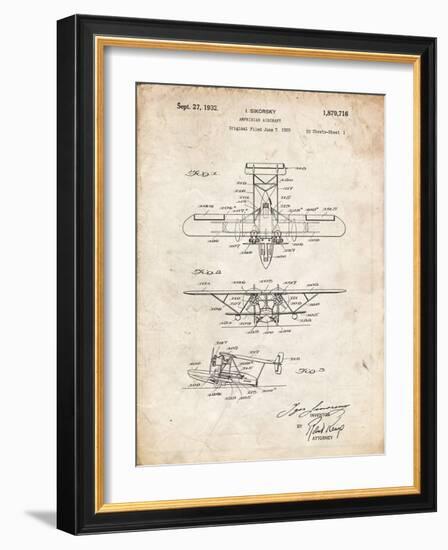 PP29 Vintage Parchment-Borders Cole-Framed Giclee Print