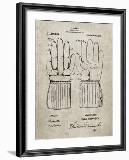 PP292-Sandstone Vintage Hockey Glove Patent Poster-Cole Borders-Framed Giclee Print