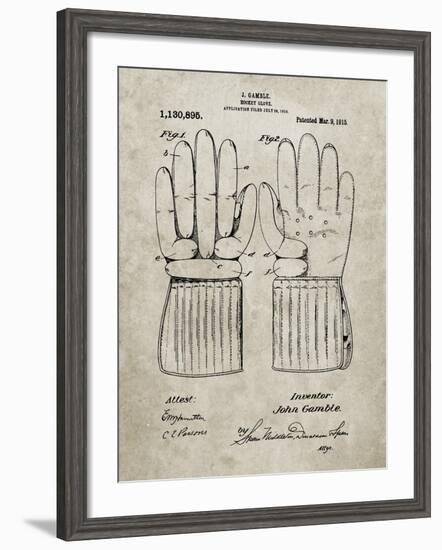 PP292-Sandstone Vintage Hockey Glove Patent Poster-Cole Borders-Framed Giclee Print