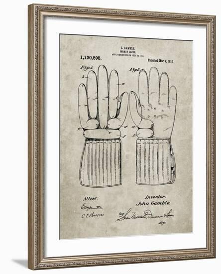 PP292-Sandstone Vintage Hockey Glove Patent Poster-Cole Borders-Framed Giclee Print