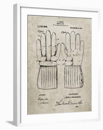 PP292-Sandstone Vintage Hockey Glove Patent Poster-Cole Borders-Framed Giclee Print