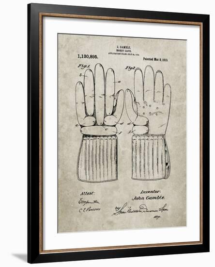 PP292-Sandstone Vintage Hockey Glove Patent Poster-Cole Borders-Framed Giclee Print