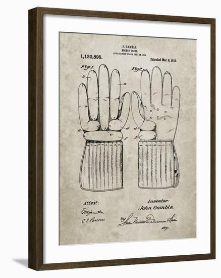 PP292-Sandstone Vintage Hockey Glove Patent Poster-Cole Borders-Framed Giclee Print