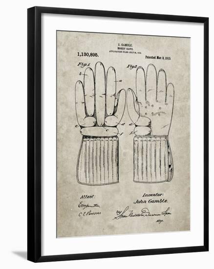 PP292-Sandstone Vintage Hockey Glove Patent Poster-Cole Borders-Framed Giclee Print