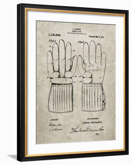 PP292-Sandstone Vintage Hockey Glove Patent Poster-Cole Borders-Framed Giclee Print