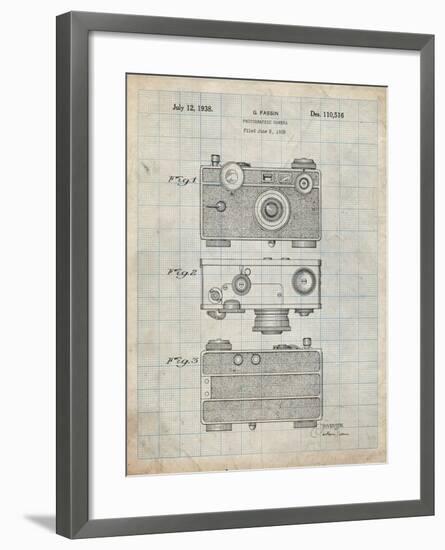 PP299-Antique Grid Parchment Argus C Camera Patent Poster-Cole Borders-Framed Giclee Print