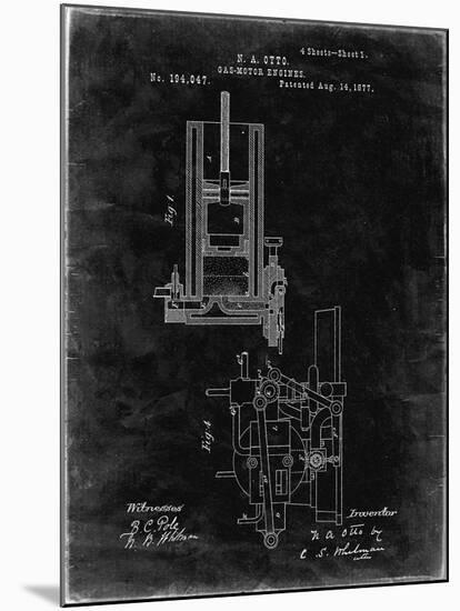 PP304-Black Grunge Combustible 4 Cycle Engine Otto 1877 Patent Poster-Cole Borders-Mounted Giclee Print