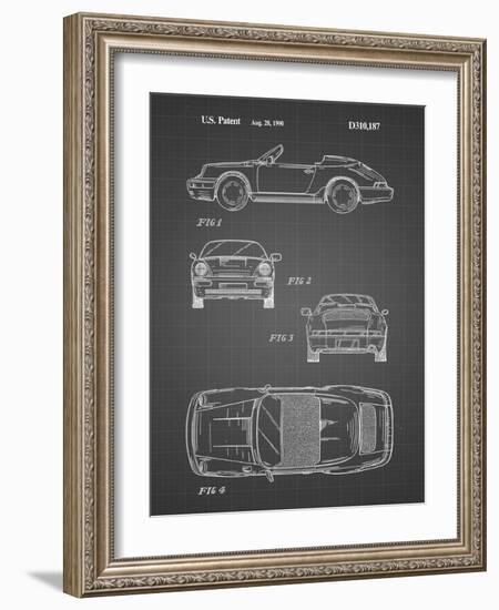 PP305-Black Grid Porsche 911 Carrera Patent Poster-Cole Borders-Framed Giclee Print