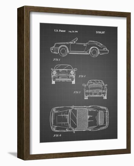 PP305-Black Grid Porsche 911 Carrera Patent Poster-Cole Borders-Framed Giclee Print