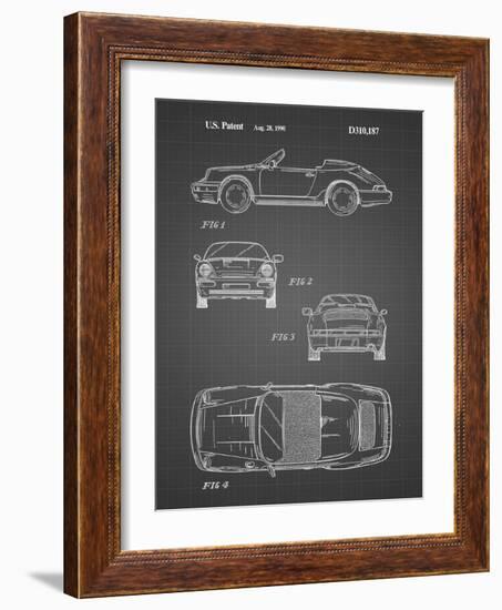 PP305-Black Grid Porsche 911 Carrera Patent Poster-Cole Borders-Framed Giclee Print