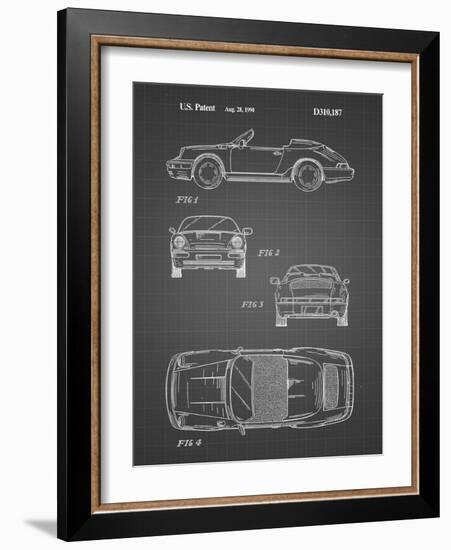 PP305-Black Grid Porsche 911 Carrera Patent Poster-Cole Borders-Framed Giclee Print