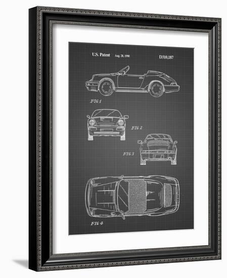 PP305-Black Grid Porsche 911 Carrera Patent Poster-Cole Borders-Framed Giclee Print