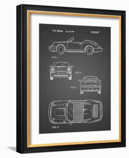 PP305-Black Grid Porsche 911 Carrera Patent Poster-Cole Borders-Framed Giclee Print