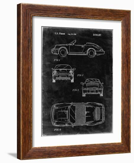 PP305-Black Grunge Porsche 911 Carrera Patent Poster-Cole Borders-Framed Giclee Print