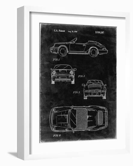 PP305-Black Grunge Porsche 911 Carrera Patent Poster-Cole Borders-Framed Giclee Print