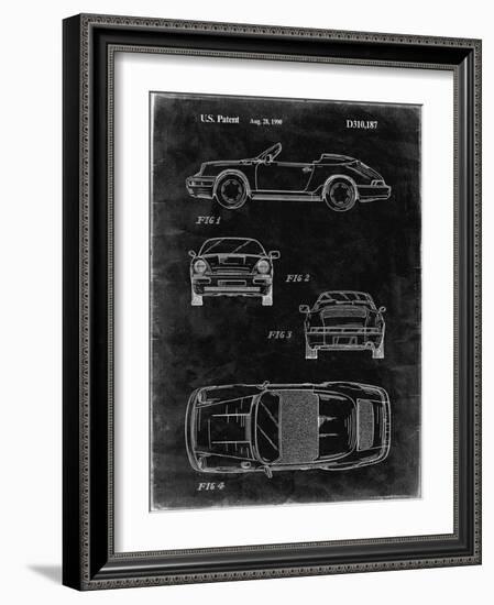 PP305-Black Grunge Porsche 911 Carrera Patent Poster-Cole Borders-Framed Giclee Print