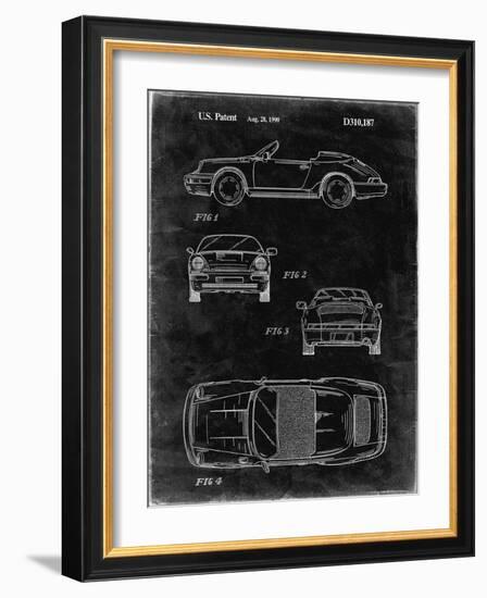 PP305-Black Grunge Porsche 911 Carrera Patent Poster-Cole Borders-Framed Giclee Print