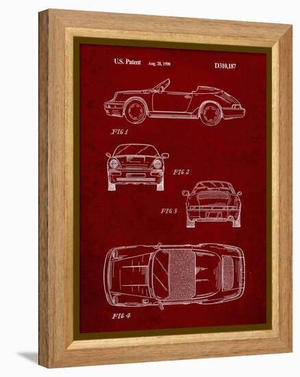 PP305-Burgundy Porsche 911 Carrera Patent Poster-Cole Borders-Framed Premier Image Canvas