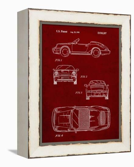 PP305-Burgundy Porsche 911 Carrera Patent Poster-Cole Borders-Framed Premier Image Canvas