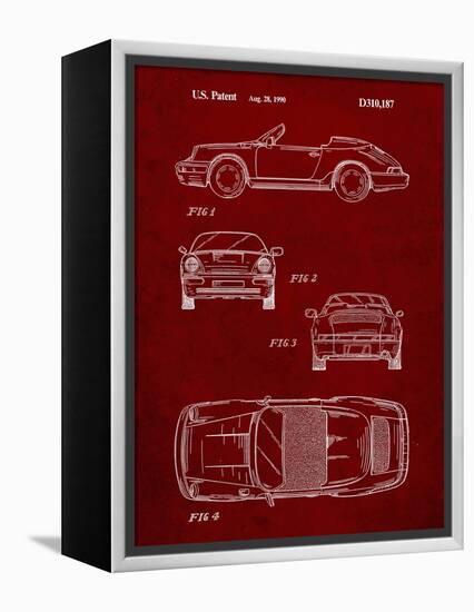 PP305-Burgundy Porsche 911 Carrera Patent Poster-Cole Borders-Framed Premier Image Canvas