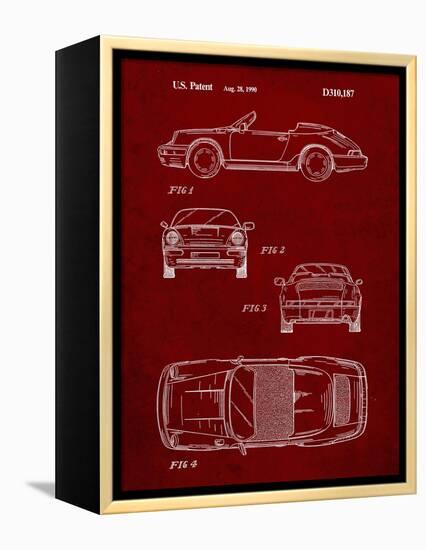 PP305-Burgundy Porsche 911 Carrera Patent Poster-Cole Borders-Framed Premier Image Canvas