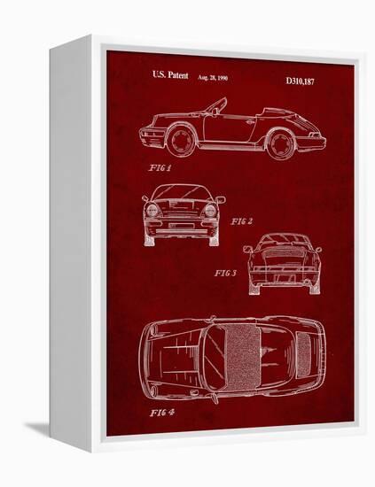 PP305-Burgundy Porsche 911 Carrera Patent Poster-Cole Borders-Framed Premier Image Canvas