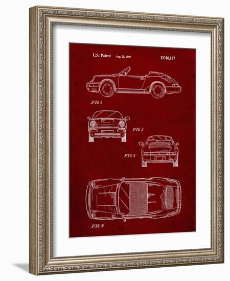 PP305-Burgundy Porsche 911 Carrera Patent Poster-Cole Borders-Framed Giclee Print