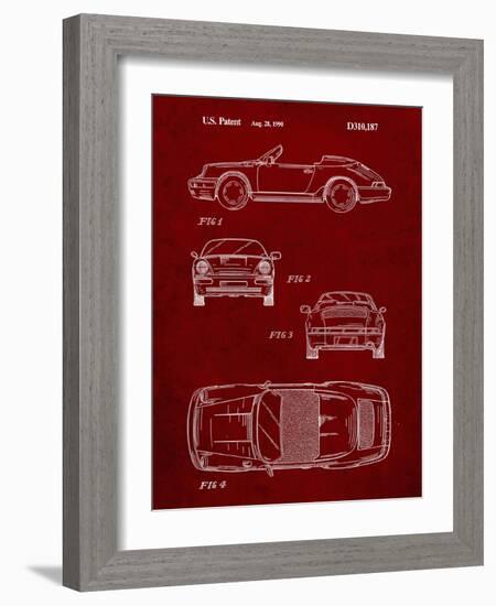 PP305-Burgundy Porsche 911 Carrera Patent Poster-Cole Borders-Framed Giclee Print