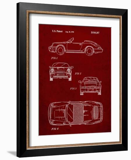 PP305-Burgundy Porsche 911 Carrera Patent Poster-Cole Borders-Framed Giclee Print