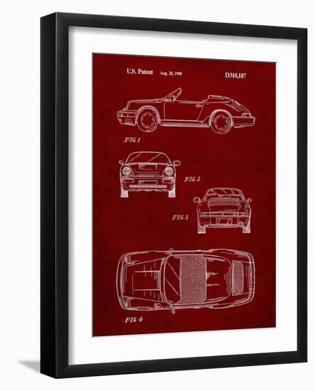 PP305-Burgundy Porsche 911 Carrera Patent Poster-Cole Borders-Framed Giclee Print