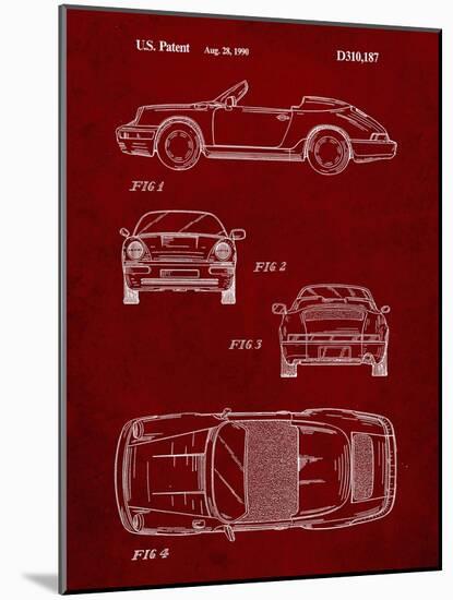 PP305-Burgundy Porsche 911 Carrera Patent Poster-Cole Borders-Mounted Giclee Print