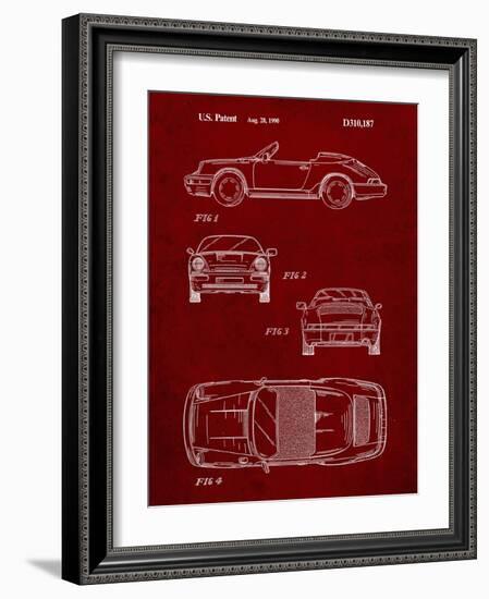 PP305-Burgundy Porsche 911 Carrera Patent Poster-Cole Borders-Framed Giclee Print