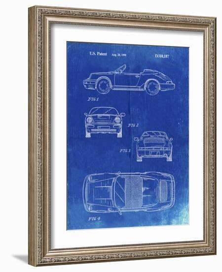 PP305-Faded Blueprint Porsche 911 Carrera Patent Poster-Cole Borders-Framed Giclee Print