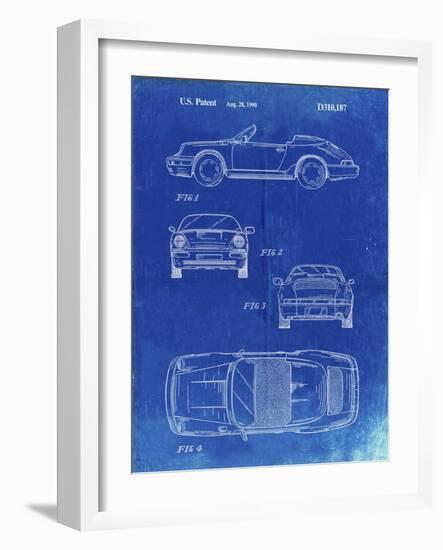 PP305-Faded Blueprint Porsche 911 Carrera Patent Poster-Cole Borders-Framed Giclee Print